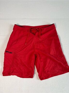 Vintage Y2K Rip Curl Board Shorts Size 36 Solid Red Swim Surf Skateboard Shorts